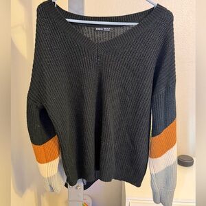SHEIN Black Sweater with Colorful Sleeves